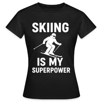 Skiing is My Superpower Design - Frauen T-Shirt - Schwarz - Vorne - AI Model Female 172 dark (172cm)