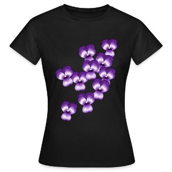 Stiefmütterchen, Blumen - Frauen T-Shirt - Schwarz - Vorne - AI Model Female 172 dark (172cm)