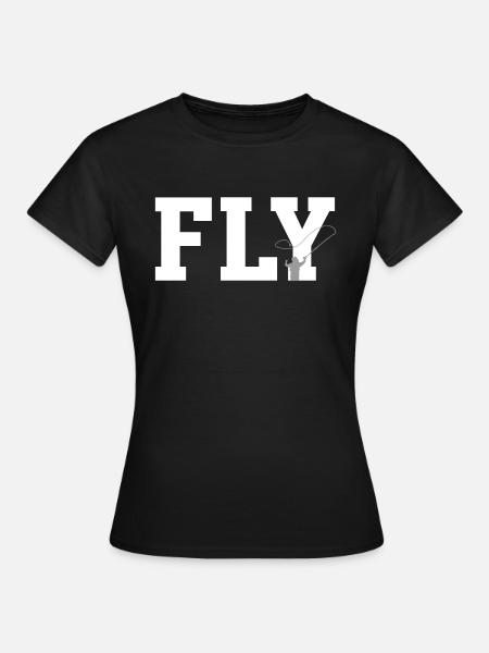 FLY - Fliegenfischen, Fliegenfischer - Frauen T-Shirt - Schwarz