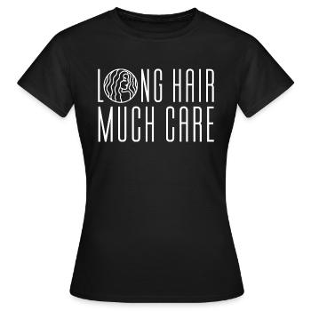 Lange Haare LONG HAIR MUCH CARE Haarpflege - Frauen T-Shirt - Schwarz - Vorne - AI Model Female 172 dark (172cm)