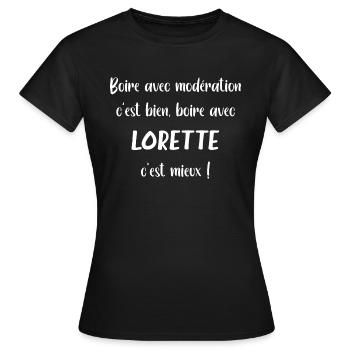 Boire avec LORETTE - T-shirt Femme - noir - Devant - AI Model Female 172 dark (172cm)
