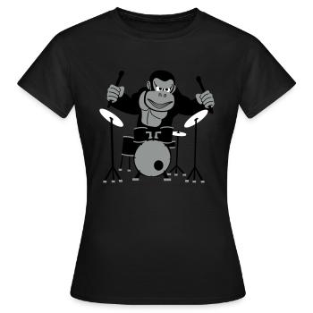 Gorilla Drummer - T-shirt Femme - noir - Devant - AI Model Female 172 dark (172cm)