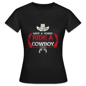 Cowboy Wild West États-Unis Cheval Western - T-shirt Femme - noir - Devant - AI Model Female 172 dark (172cm)