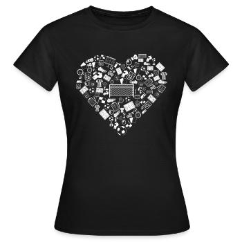 J'aime le football | Stade de sports de balle - T-shirt Femme - noir - Devant - AI Model Female 172 dark (172cm)