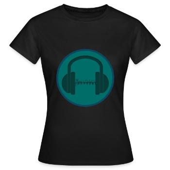 Music in headphones- Music in the headphone - Women's T-Shirt - black - Front - AI Model Female 172 dark (172cm)