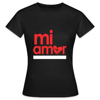mi amor - T-shirt Femme - noir - Devant - AI Model Female 172 dark (172cm)