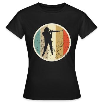 Sportschützin mit Gewehr Langwaffe - Frauen T-Shirt - Schwarz - Vorne - AI Model Female 172 dark (172cm)