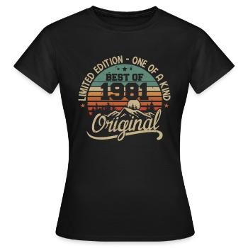Vintage 1981 Legend - Retro Geburtstagsgeschenk - Frauen T-Shirt - Schwarz - Vorne - AI Model Female 172 dark (172cm)