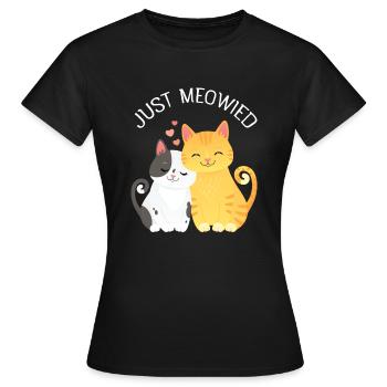 Just Meowied - Cat Love Couple - Women's T-Shirt - black - Front - AI Model Female 172 dark (172cm)
