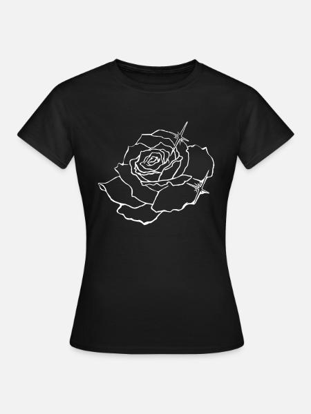 Rosenblüte mit Sternen - Frauen T-Shirt - Schwarz
