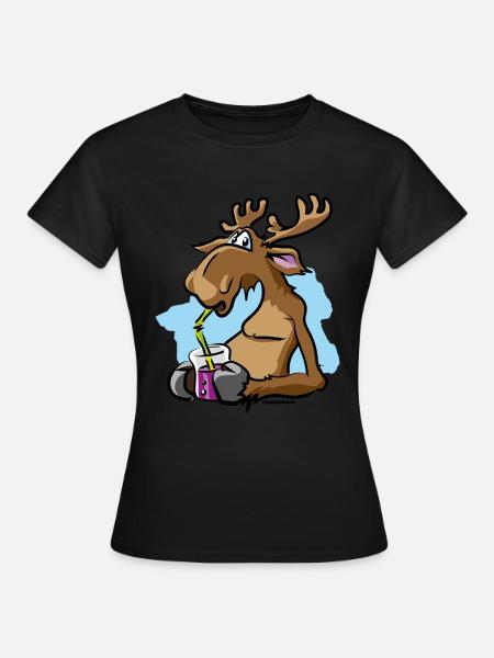 Suède Moose Reindeer Blueberries Blubber Comic - T-shirt dam - svart
