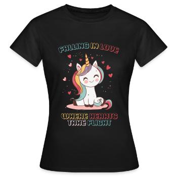 Falling in Love - Where Hearts take Flight - - Frauen T-Shirt - Schwarz - Vorne - AI Model Female 172 dark (172cm)