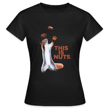 Lustiges Eichhörnchen jongliert Haselnuss Talent - Frauen T-Shirt - Schwarz - Vorne - AI Model Female 172 dark (172cm)