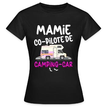 Mamie Camping-car Humour Camping Randonnée - T-shirt Femme - noir - Devant - AI Model Female 172 dark (172cm)