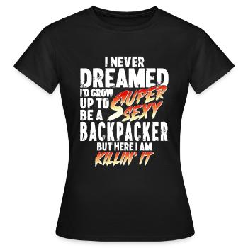 Super Sexy Backpacker Backpacker Cadeau - T-shirt Femme - noir - Devant - AI Model Female 172 dark (172cm)