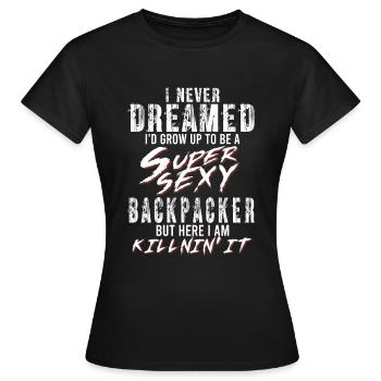 Super Sexy Backpacker Backpacker Cadeau - T-shirt Femme - noir - Devant - AI Model Female 172 dark (172cm)