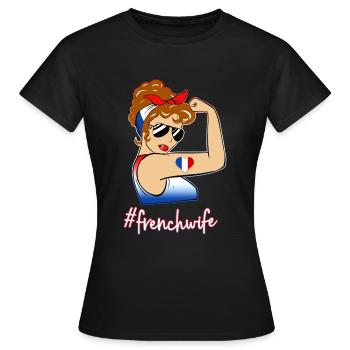 France Woman Brown Vintage Style Tricolor Flag - Women's T-Shirt - black - Front - AI Model Female 172 dark (172cm)