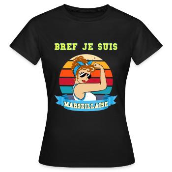 Ehefrau Marseille Vintage Mama Freundin Schwester Tante - Frauen T-Shirt - Schwarz - Vorne - AI Model Female 172 dark (172cm)
