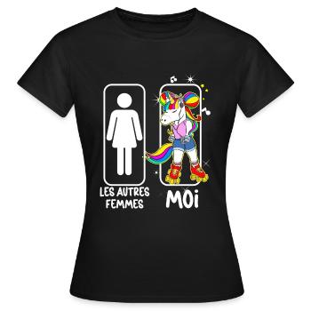 Unicorn Vintage 80s Music Woman Bachelorette Party - Women's T-Shirt - black - Front - AI Model Female 172 dark (172cm)