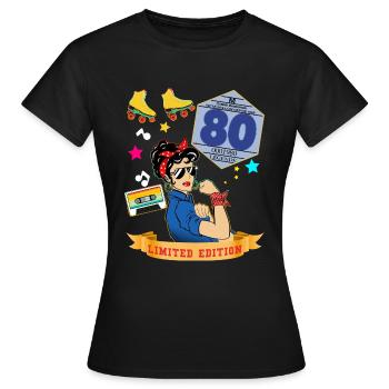 Woman 80s Cassette Music 1980s - Women's T-Shirt - black - Front - AI Model Female 172 dark (172cm)