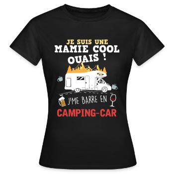 Camping Car Femme Retraite Ma Mamie Cool Voyage - T-shirt Femme - noir - Devant - AI Model Female 172 dark (172cm)