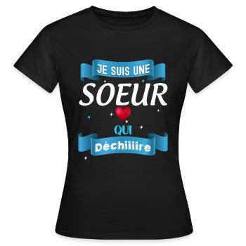 I'm a sister who tears heart tenderness - Women's T-Shirt - black - Front - AI Model Female 172 dark (172cm)