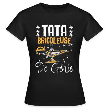 Tata Bricoleuse De Génie Tatie Outils Mécanique - T-shirt Femme - noir - Devant - AI Model Female 172 dark (172cm)