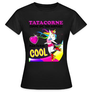 Tata D'Amour Licorne Vintage Années 80 Tatie - T-shirt Femme - noir - Devant - AI Model Female 172 dark (172cm)