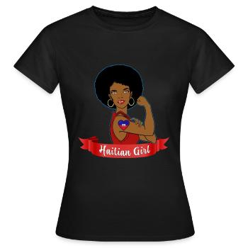 Woman Haiti Flag Haitian Pride Strength Courage - Women's T-Shirt - black - Front - AI Model Female 172 dark (172cm)