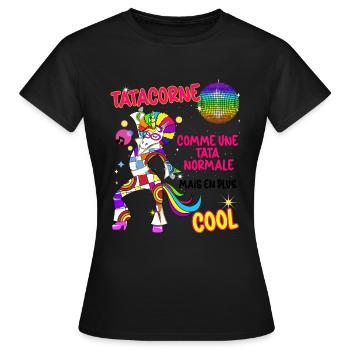 Tata Licorne Vintage Tante Cool Future Tatie - T-shirt Femme - noir - Devant - AI Model Female 172 dark (172cm)
