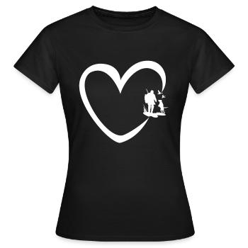 Jagen Herz Jäger Geschenk Jagdschein Jagdhütte - Frauen T-Shirt - Schwarz - Vorne - AI Model Female 172 dark (172cm)
