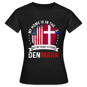 Danish American Flag Danish Roots USA Citizen - Frauen T-Shirt - Schwarz - Vorne - AI Model Female 172 dark (172cm)