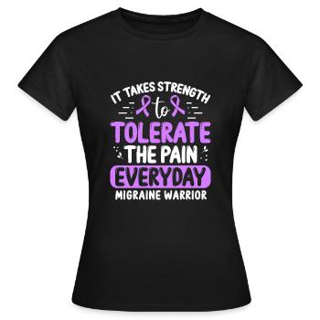 Chronic Migraine Awareness Purple Ribbon Fighter - T-shirt Femme - noir - Devant - AI Model Female 172 dark (172cm)