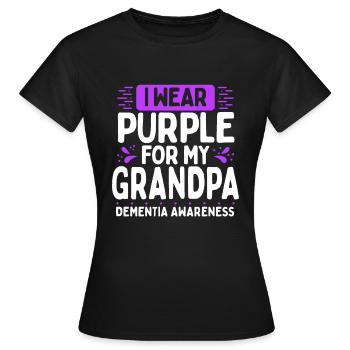 Dementia Awareness Purple Ribbon Grandfather - Women's T-Shirt - black - Front - AI Model Female 172 dark (172cm)