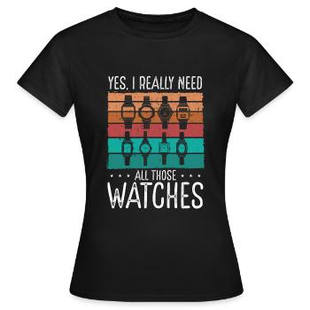 Watch Collector Vintage Watch Box Watch Collecting - Frauen T-Shirt - Schwarz - Vorne - AI Model Female 172 dark (172cm)