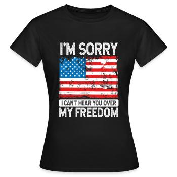 4 juillet Ruban Drapeau américain 4 juillet Hommes - T-shirt Femme - noir - Devant - AI Model Female 172 dark (172cm)