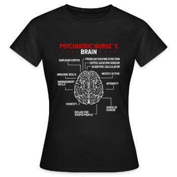 Psychiatric Nurse Certification Nurse Badge Reel - Women's T-Shirt - black - Front - AI Model Female 172 dark (172cm)