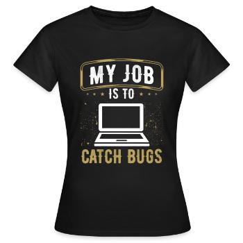 Contrôle de la qualité Testeur de code QA Assurance de la qualité - T-shirt Femme - noir - Devant - AI Model Female 172 dark (172cm)
