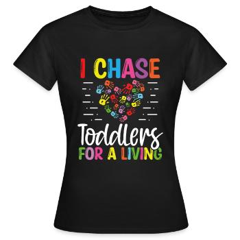 Fournisseur de garderie Chase Toddlers Childcare Teacher - T-shirt Femme - noir - Devant - AI Model Female 172 dark (172cm)