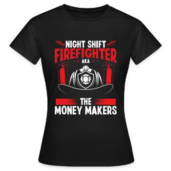 Pompier de nuit Money Maker Pompiers - T-shirt Femme - noir - Devant - AI Model Female 172 dark (172cm)