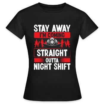 Drôle de nuit Pompiers Humour Pompier - T-shirt Femme - noir - Devant - AI Model Female 172 dark (172cm)