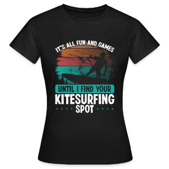 Kitesurfing Kitesurf Kite Kiteboarder Kiteboard - T-shirt Femme - noir - Devant - AI Model Female 172 dark (172cm)