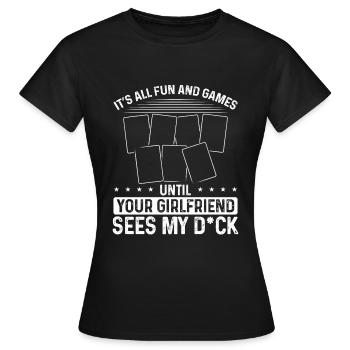 Trading Card Came Funy Card Collecting Deck - Frauen T-Shirt - Schwarz - Vorne - AI Model Female 172 dark (172cm)