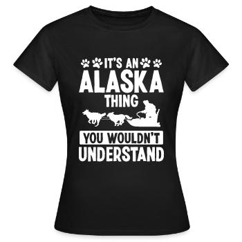 Alaska Mushing Chien de traîneau Husky Traîneau Chien de traîneau - T-shirt Femme - noir - Devant - AI Model Female 172 dark (172cm)