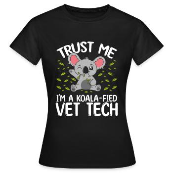 Koalafied Veterinary Tech Koala Vet Tech - Women's T-Shirt - black - Front - AI Model Female 172 dark (172cm)