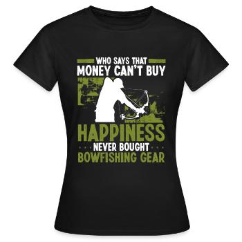 Bowfishing Money achète Happiness Airboat Bowhunter - T-shirt Femme - noir - Devant - AI Model Female 172 dark (172cm)