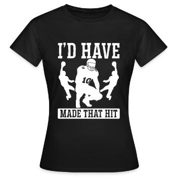 La sécurité rendue qui a frappé le joueur de défense homme à homme - T-shirt Femme - noir - Devant - AI Model Female 172 dark (172cm)