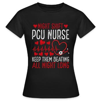 Infirmière de l’unité de soins progressifs de nuit - T-shirt Femme - noir - Devant - AI Model Female 172 dark (172cm)