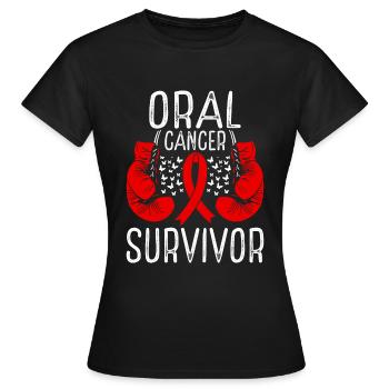 Oral Cancer Survivor Awareness Ribbon Gloves - Women's T-Shirt - black - Front - AI Model Female 172 dark (172cm)