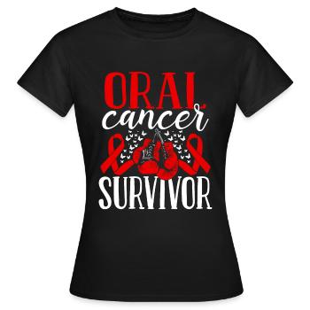 Oral Cancer Awareness Ribbon Gloves Survivor - Women's T-Shirt - black - Front - AI Model Female 172 dark (172cm)